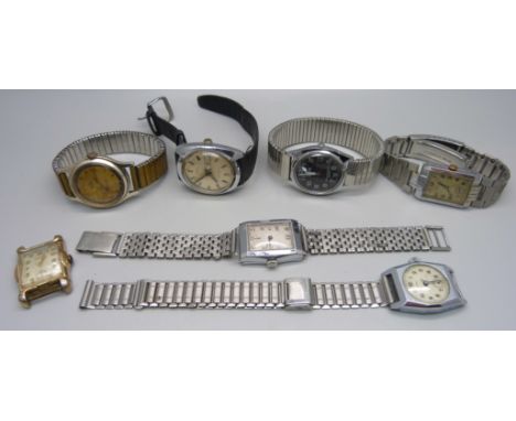 A collection of vintage and later wristwatches including Smiths, Medana and Timex 