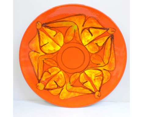 A large Poole Pottery charger, Delphis, 35cm 