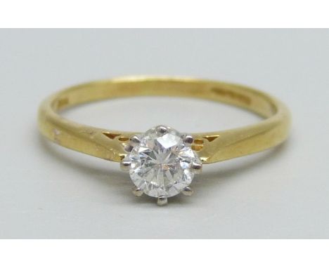 An 18ct gold and diamond ring, 0.33ct, 2.5g, N/O 