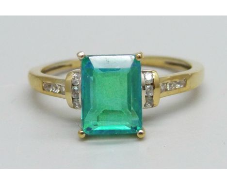 A silver gilt, peacock quartz and zircon ring, N 