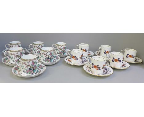 A Royal Grafton Indian Tree coffee set and an Aynsley Bird of Paradise coffee set, (6 cups and saucers each) **PLEASE NOTE TH