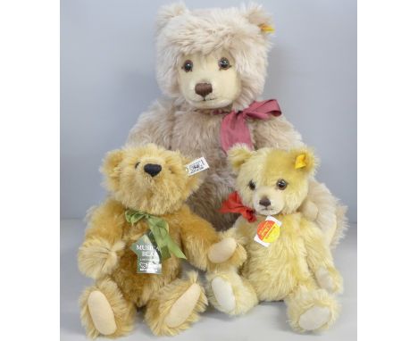 Three Steiff Teddy bears, including a Harrods Steiff musical bear 