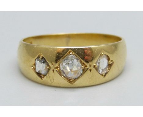 An 18ct gold, rose cut diamond ring, Chester, 1880, 3.9g, O 