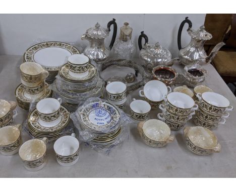 A mixed lot to include mixed silver plate and a Royal Worcester Windsor pattern part dinner serviceLocation: 