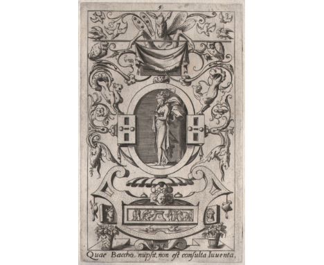 René Boyvin - Ariadne  /  Description:  Ornament print, with central scene representing Ariadne in an ornamental design . Pla