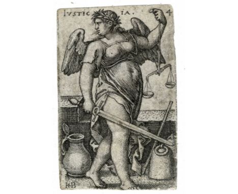 Hans Sebald Beham, Justitia, Justice  /  Description:   Justitia, Justice from the series: Cognition and the seven virtues, E