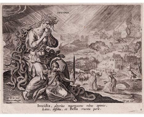 Maerten de Vos, Carel de Mallery - Envy brings war  /  Description:  From one of the nicest humanistic series:  Envy brings w