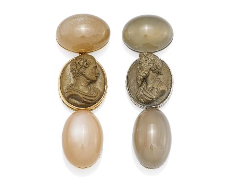 BAEDERMondstein-Diamant-Ohrschmuck. Herkunft: Deutschland. Datierung: Um 2020. Material: 750/- Gelbgold, 950/- Platin, Punze.