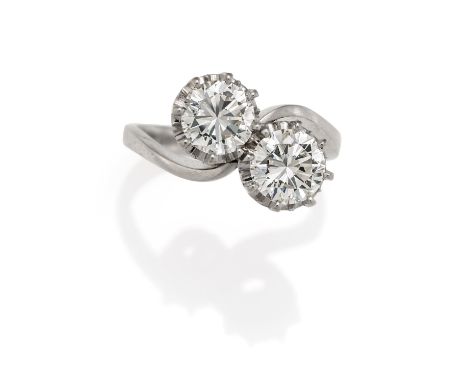 TOI ET MOI-RING. Herkunft: Deutschland. Material: 585/- Weißgold, Punze. Gesamtgewicht: ca. 5,0 g. EU-RM: 56,5. Diamanten: 1 