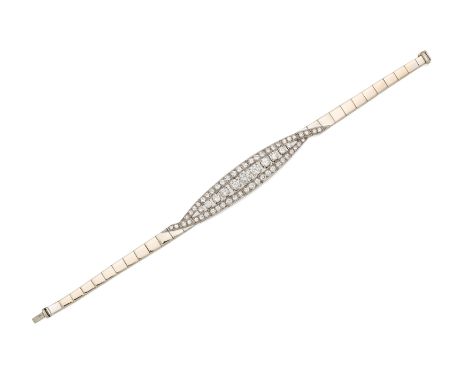 DIAMANT-ARMBAND. Material: 750/- Weißgold, Punze. Gesamtgewicht: ca. 20,5 g. Maße: Länge 17,0 cm. Diamanten: 63 Brillanten zu
