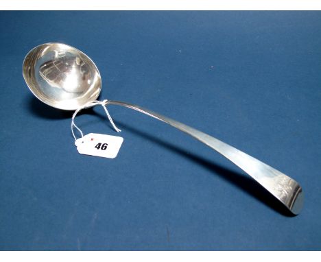 A Georgian Hallmarked Silver Old English Pattern Ladle, George Smith, London 1798, initialled, 32.5cm long.