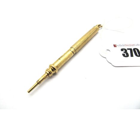 A 9ct Gold S. Mordan &amp; Co Sliding Pencil, engine turned, with suspension loop, overall length 9.5cm.