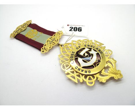 Masonic Interest; "Grand Lodge of England" Large Medallion Pendant, of openwork design, "Presented to Bro J.J.Wilson R 1985 f