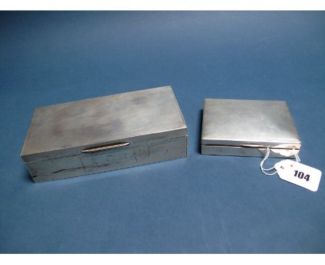 A Hallmarked Silver Cigarette Box, JR, Birmingham 1954, of rectangular form allover engine turned, 17.9cm wide; A Small Hallm