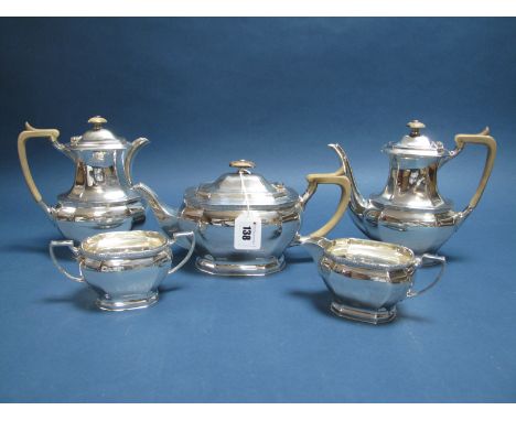 A Matched Hallmarked Silver Five Piece Tea Set, CB&amp;S, Sheffield 1966, 1967, each of octagonal form with Celtic style band