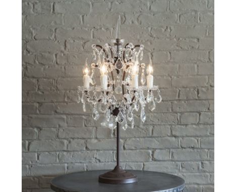 Crystal Table Lamp Antique Rust 42 X 42 X 80cm  The Crystal Table Lamp Is Made Entirely From Individual Crystals Giving It A 