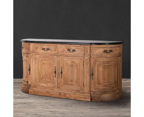 Paris Flea Market Credenza Black Honed Top Salvage 183 X 50 X 90cm  Reminiscent To Vintage Pieces Found In A Paris Flea marke
