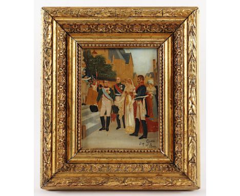 Gosse, Nicolas (1787-1878), Kopie nach, "Napoléon empfängt Luise von Preußen", Öl/Holz, 18,5 x 14, unten rechts bez., R. 