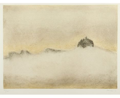 Music, Zoran, "Landschaft", Original-Radierung, 35 x 48, nummeriert 99/100, handsigniert, R. 