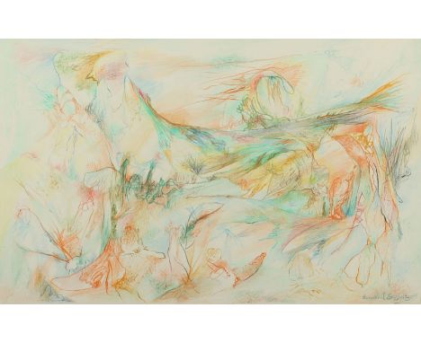 Schultze, Bernard (1915-2005), "o.T.", Farbstift-Zeichnung/Papier, 29,5 x 46, unten rechts signiert, R. 