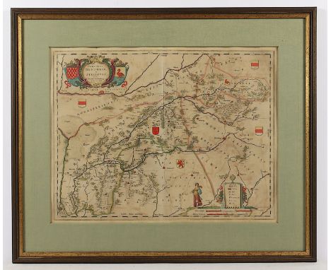 Bentheim, "Comitatus Bentheim et Steinfurt", kolorierter Kupferstich, 37 x 50, besch., J.Westenberg für Blaeu um 1640, R. 