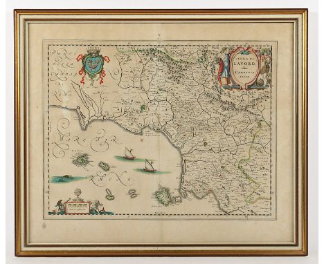 Süditalien, "Terra di Lavoro olim Campania felix", Kupferstich, 39 x 49, Janssonius, um 1640, R. 
