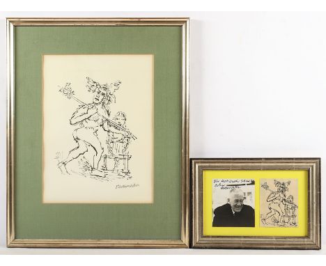 Kokoschka, Oskar, "Hermes", Original-Lithografie, ca. 29 x 23, handsigniert, beigegeben Signaturkarte des Künstlers, R. 