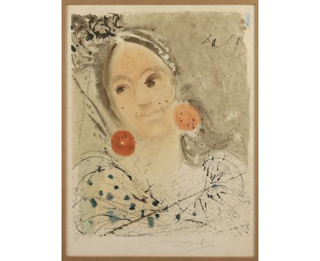 Dali, Salvador, "Portrait von Carmen", Farblithografie/Japan, 54 x 43, nummeriert X/J, handsigniert, 1970, Michler/Löpsinger 