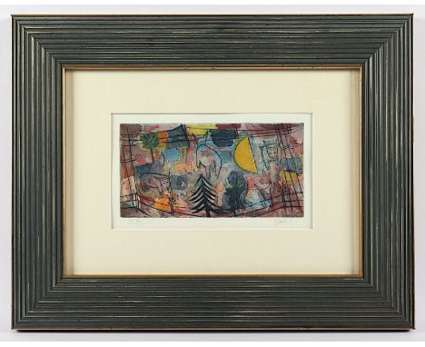 Takahashi, Yoshi, "Kleine Weide", Original-Farbradierung, 14 x 26,5, nummeriert 28/95, handsigniert, 1997, R. 