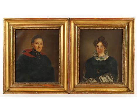Portraitmaler um 1810, "Paar Bildnisse eines Ehepaars", Öl/Lwd., 40 x 32, rest., R. 