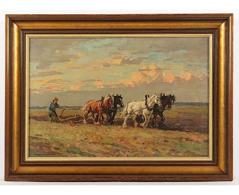 van Leeuwen, Hendrik (1890-1972), "Pflügender Bauer", Öl/Lwd., 40 x 60, unten links signiert, R. 