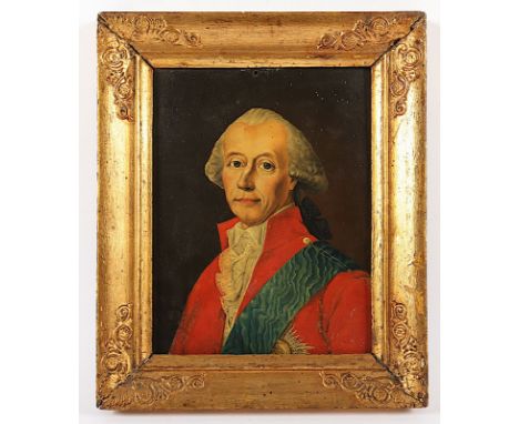 Portraitmaler um 1800, "Bildnis eines Adeligen", vielleicht Graf Claude-Louis-Robert de Saint-Germain (1707-78), Öl/Metall, 2