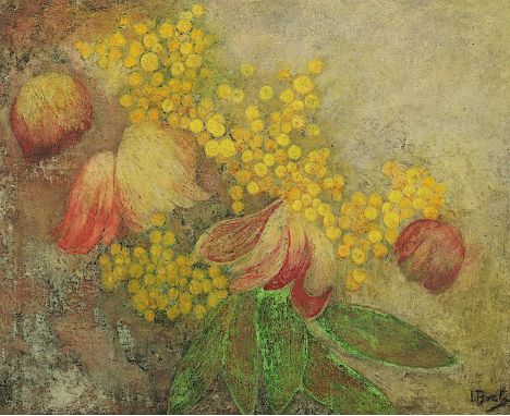 Bretz, Julius (1870-1953), "Blütenstilleben", Öl/Platte, 32 x 40 (Passepartoutausschnitt), unten rechts signiert, R. 