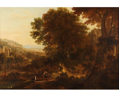Beich, Joachim Franz (1665-1748), Umkreis/Schule, "Landschaft mit Figurenstaffage", Öl/Lwd., 78 x 110, doubliert, R.  