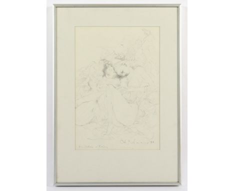 Bachmann, Otto, "Erotische Szene", Kohle/Papier, 30 x 20, unten rechts signiert und datiert '90, R. 
