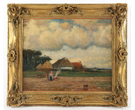 Niederlande A.20.Jh., "Landschaft mit Bauernhof", Öl/Lwd., 42 x 50, R. 