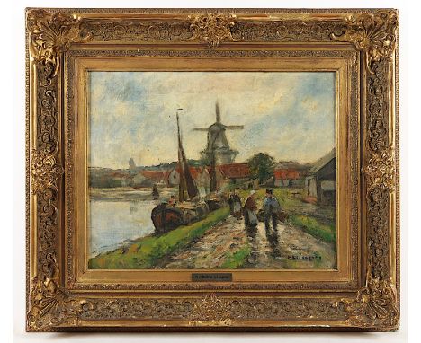 Liesegang, Helmut (1858-1945), "Niederrheinische Dorfansicht", Öl/Lwd., 40 x 50, besch., unten rechts signiert, R. 