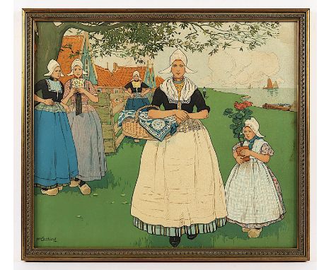 CASSIERS, Henri, "Flandrische Frauen", Chromolithografie, 40 x 44, R. 