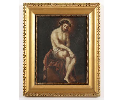 Sakralmaler des 19.Jh., "Der gegeißelte Christus", Öl/Lwd., 20 x 15, besch., R. 