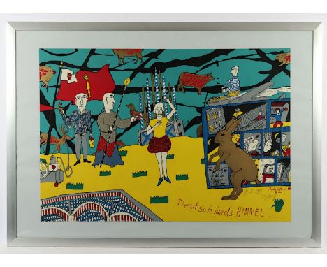 Götze, Moritz (*1964), "Deutschlands Himmel", Farbserigraphie, 58 x 84, handsigniert und datiert 1989, R. 
