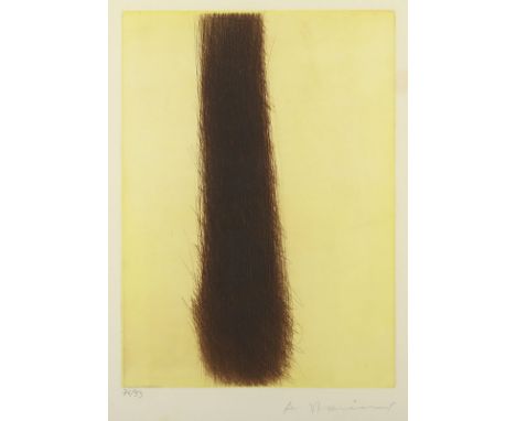 Rainer, Arnulf, "Vertikale Überdeckung", 1964/65, Original-Kaltnadelarbeit auf Zink mit unterdruckter Farb-Tonplatte, 43,5 x 