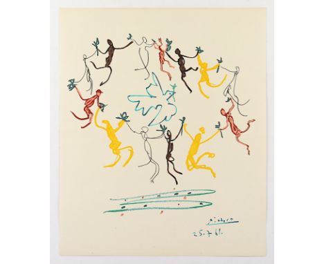 Picasso, Pablo, nach, "La danse", Farblithografie, 60 x 49,5 (Blattmaß), Edition Combat pour la paix, beschn., ungerahmt 