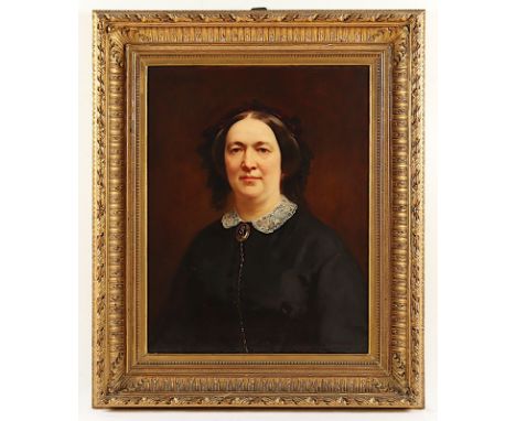 Hildebrand, Ernst (deutsch 2.H.19.Jh.), "Portrait einer Frau", Öl/Lwd., 69 x 56,6, oben links signiert und datiert, R. 