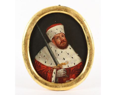 Portraitmaler des 16./17.Jh., "Johann Friedrich I. von Sachsen", Öl/Lwd., 17 x 14, auf Holz aufgezogen, R. 