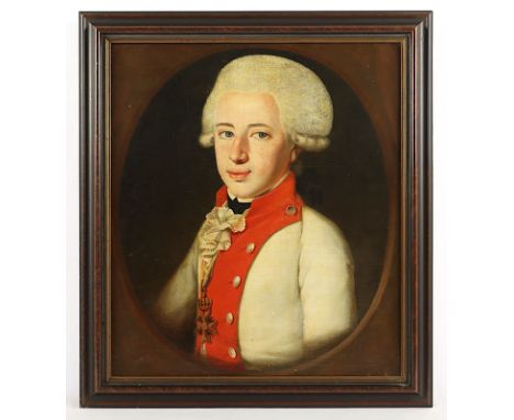 Portraitmaler E.18.Jh., "Bildnis eines Offiziers", Öl/Lwd., 48,5 x 43, doubliert, R. 