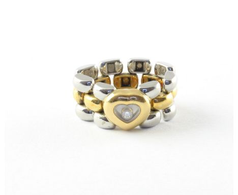 Ring "Happy Diamonds", 750/ooo Gelbgold und Edelstahl, Diamant von ca. 0,05 ct., RG 50, 11,8g, Chopard, Rechnung, Zertifikat 