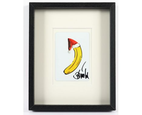 Baumgärtel, Thomas, "Weihnachts-Banane", Blechschild im Vierfarb-Offsetdruck, 14,5 x 10,5, unten rechts signiert, R. 