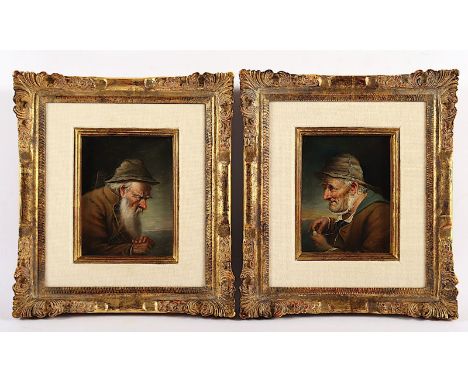 Schleicher, Carl (1825-1903), "Zwei Charakterportraits", Öl/Holz, 12 x 9,5, jeweils signiert, R. 