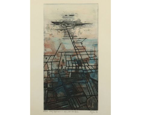 Eglau, Otto, "Niemandsland Nordsee", Original-Radierung, 40 x 20, nummeriert 104/120, handsigniert und datiert '71, R. 