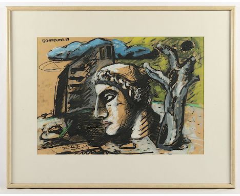 Chevalier, Peter, "o.T."., Mischtechnik/Papier, 43 x 61, oben links signiert und datiert, R. 